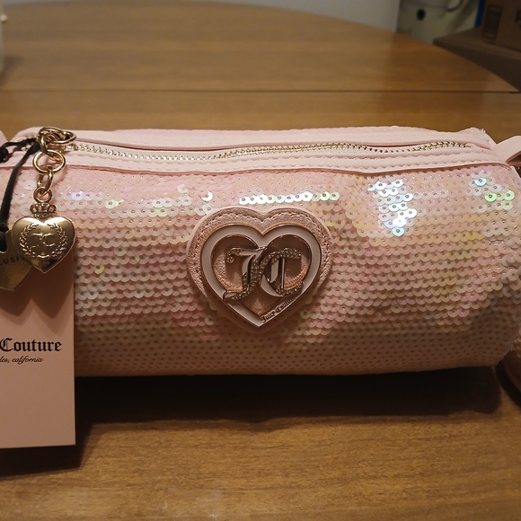 JUICY COUTURE | NWT | Pink Sequin Shoulder Bag with pouch and charm - Picture 2 of 16